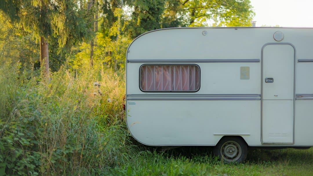 Editorial photo illustrating rainy-day rv camping