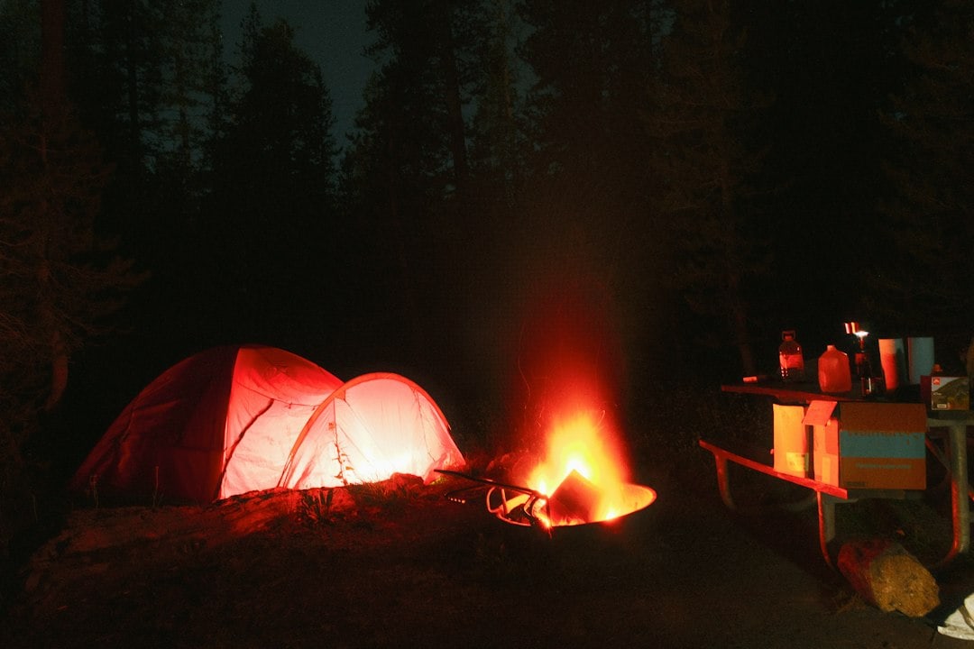 Editorial photo illustrating quiet hours and campsite lighting